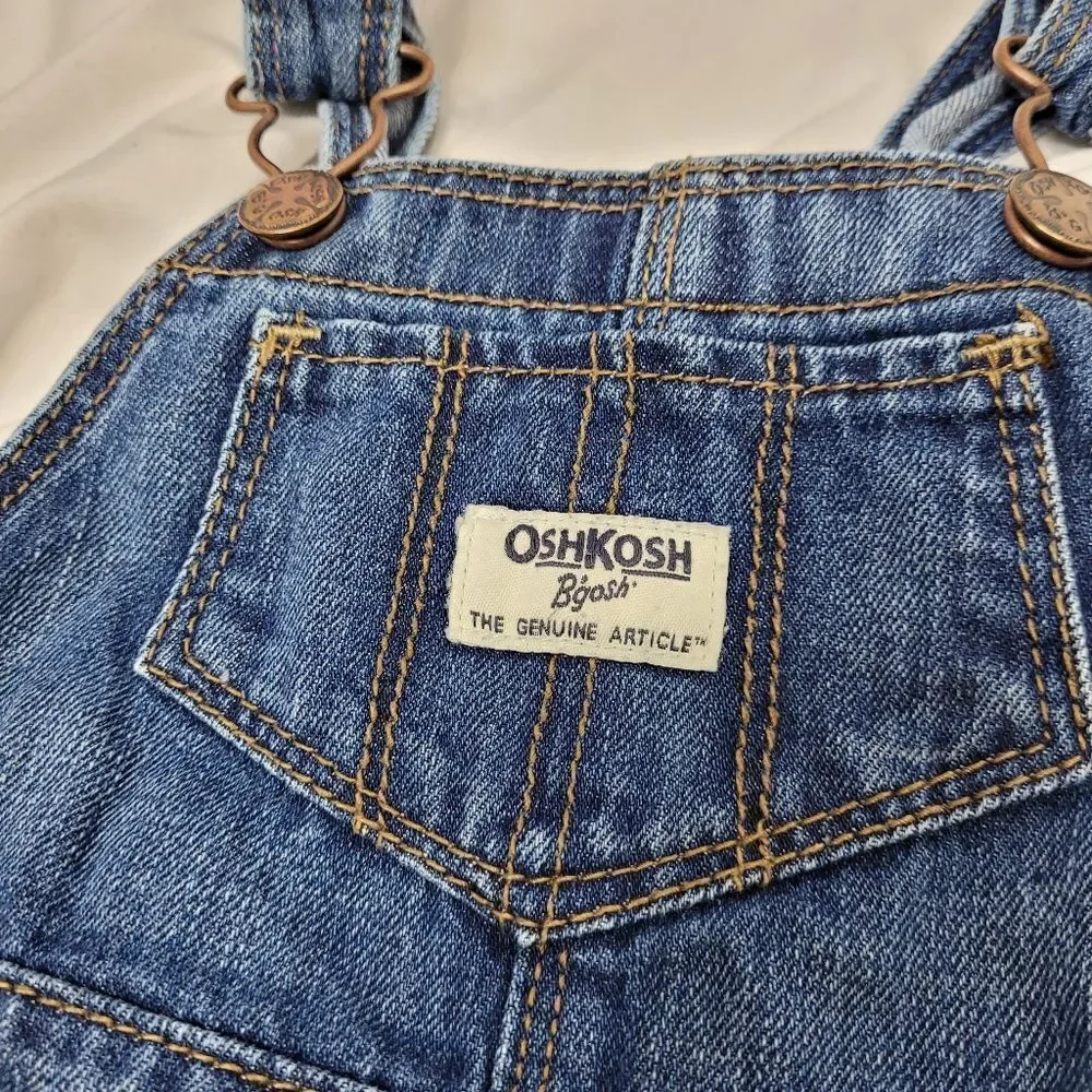 OSHKOSH‎ B'GOSH red plaid denim jumper dress vestbak 2T